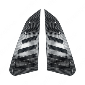 Detailed shot of the high-definition carbon fiber print weave on the GV window louvers