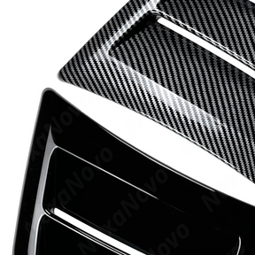 Visual comparison between gloss black and carbon print front bumper side vents