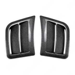 Detailed shot of the high-definition carbon fiber print weave on the STI bumper vents