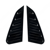 Close-up of the aggressive triple-slat vent design on the GV WRX gloss black window louvers