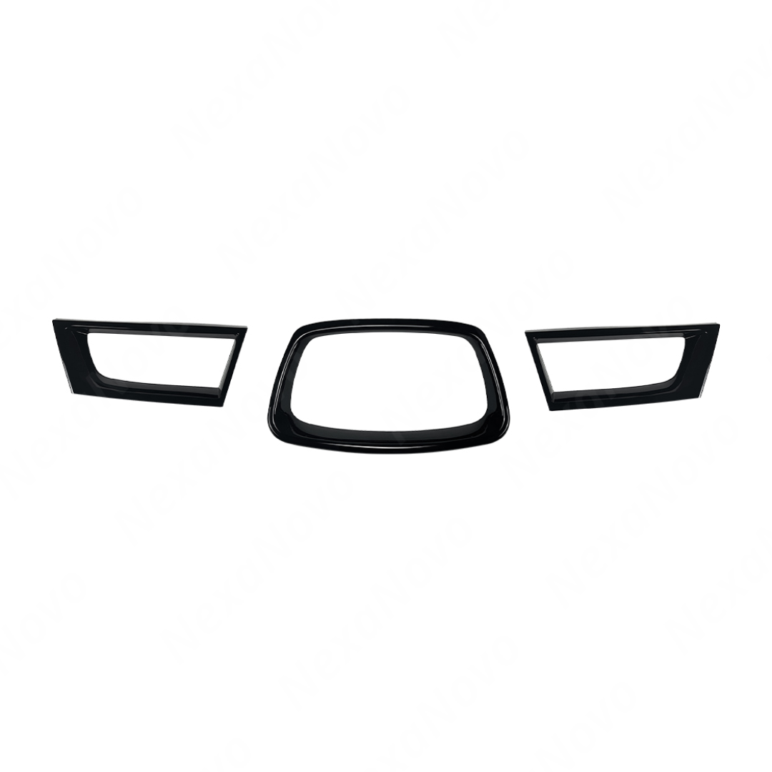 3-piece set of gloss black front grill frame overlay covers for 2006-2007 Subaru Impreza WRX STI