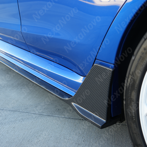 Ground-level shot demonstrating the slim profile and daily-driven clearance of the side skirts