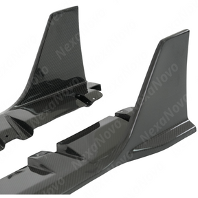 Close-up showing how the carbon splitters sit perfectly flush against the factory VA lower cladding