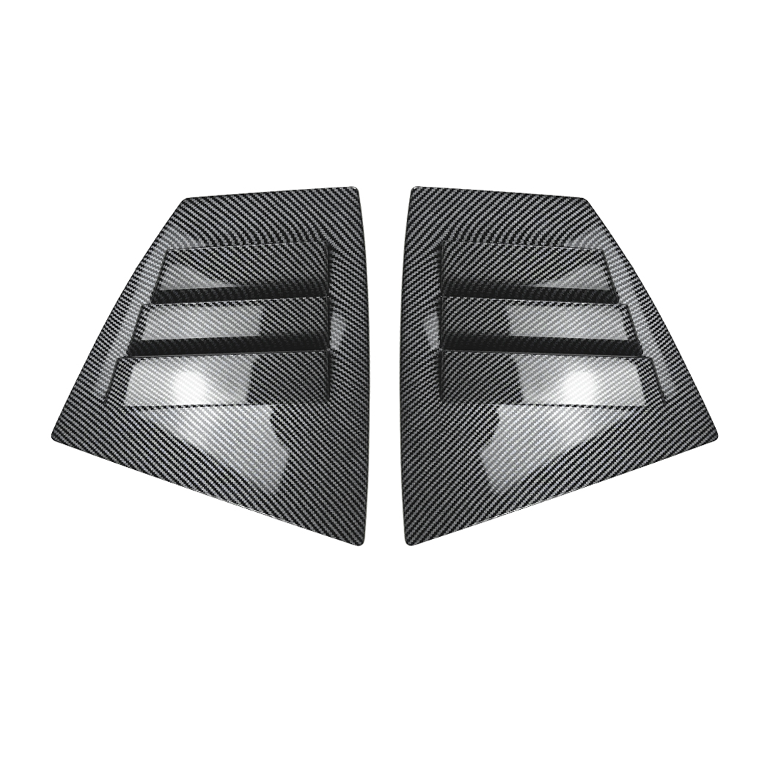 Detailed shot of the high-definition carbon fiber print weave on the VA window louvers