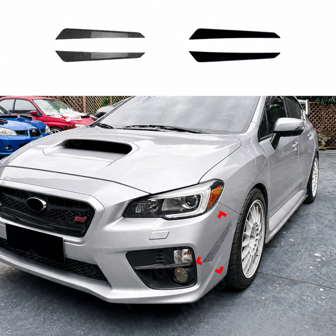 Close-up showing the precision fitment against the 2015-2021 Subaru front bumper corner