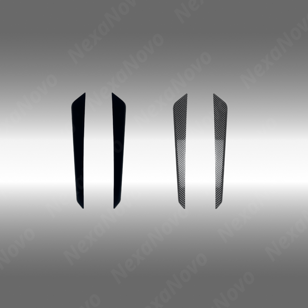 Standalone view of the complete 2-piece front bumper canard kit in both colors