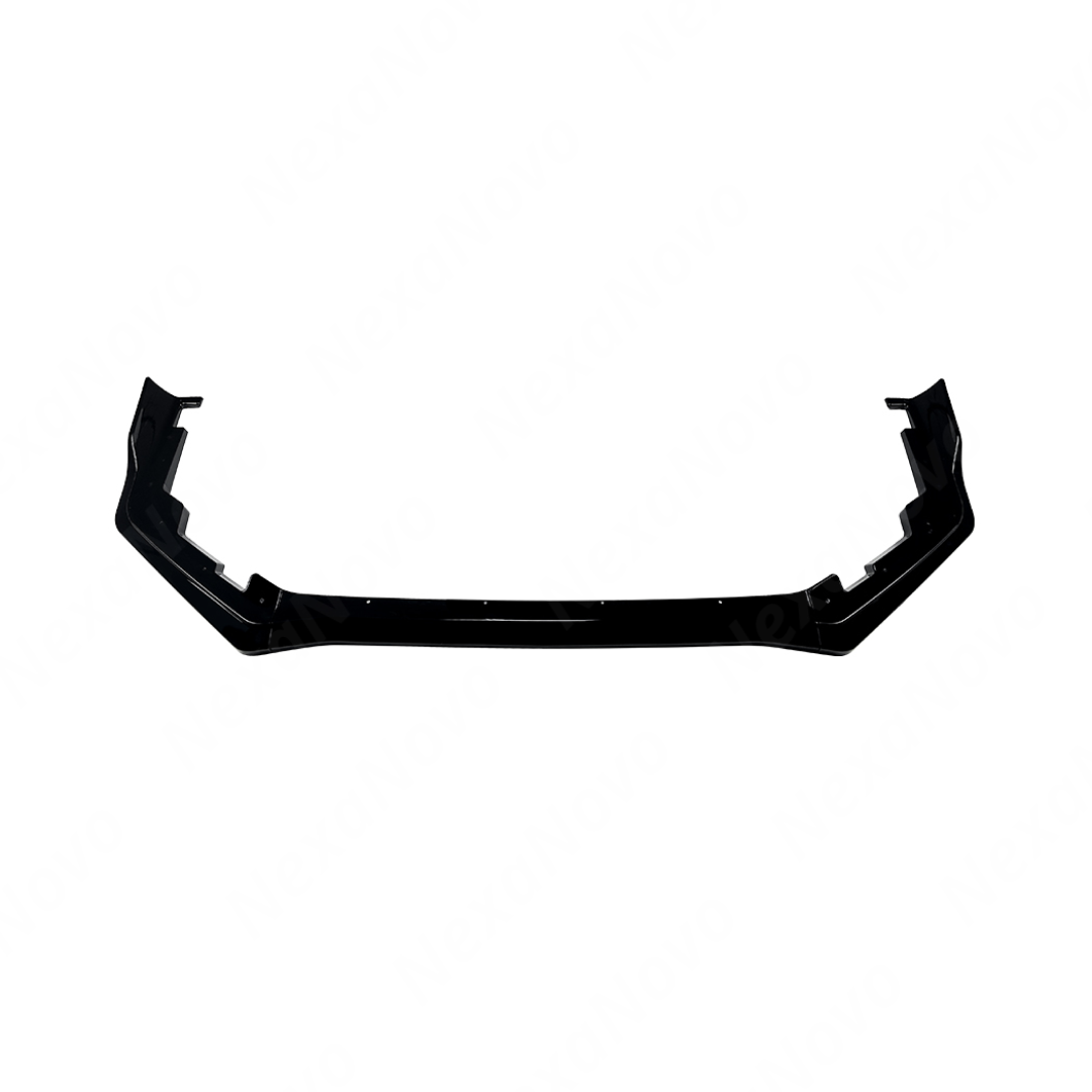 Close-up of the premium mirror-finish gloss black coating on the VA chassis JDM front lip