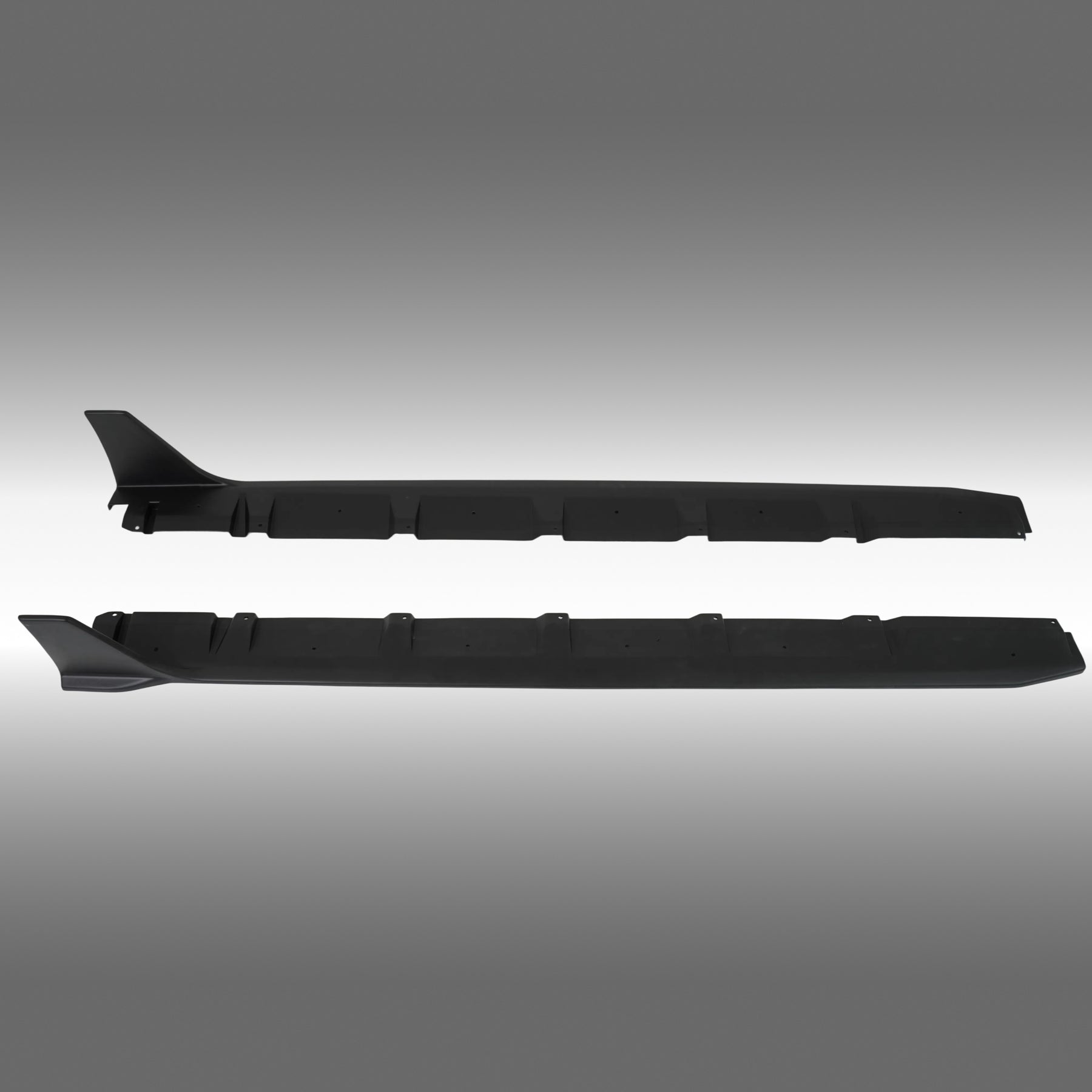 Close-up of the premium mirror-finish black on the NexaNovo WRX side skirt winglets