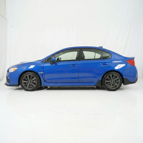 Direct side profile of the NexaNovo black rocker panel extensions for 2015-2021 WRX