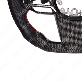 Detailed close-up of the genuine 3K twill weave gloss carbon fiber finish and UV-resistant high-clarity clear coat