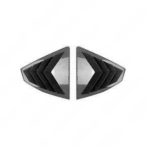 Detailed shot of the high-definition carbon fiber print weave on the VB window louvers