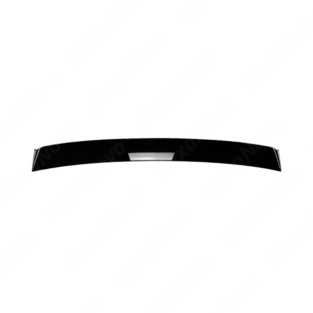 Close-up of the premium mirror-finish gloss black coating on the WRX rear window trim