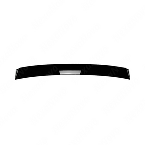 Close-up of the premium mirror-finish gloss black coating on the WRX rear window trim
