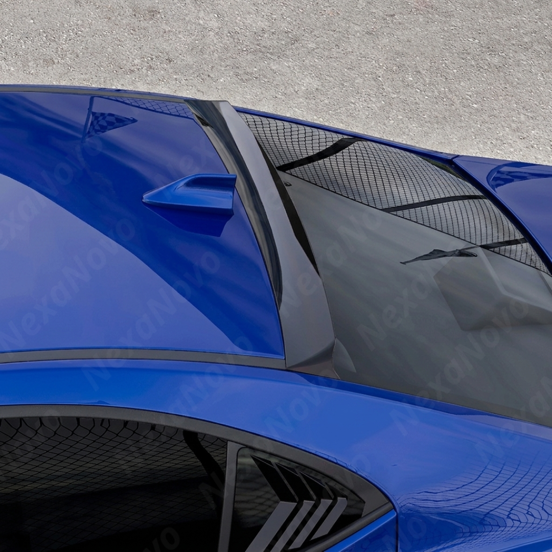 Top-down view showing the aerodynamic curvature of the VB rear window visor