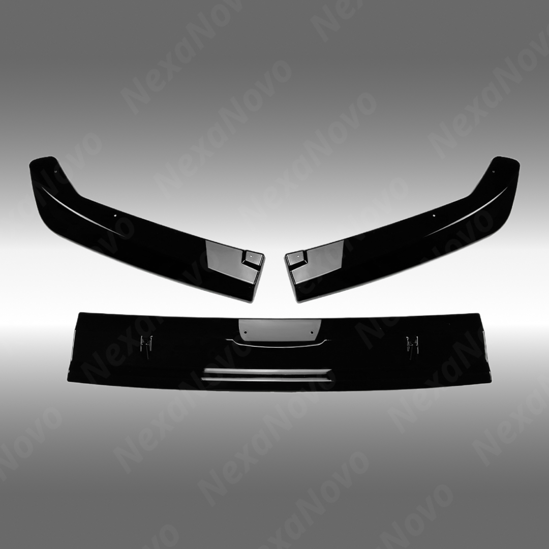 Close-up of the premium mirror-finish gloss black coating on the WRX STI style diffuser