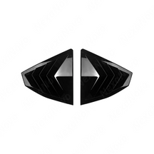 Close-up of the aggressive triple-slat vent design on the VB WRX gloss black louvers