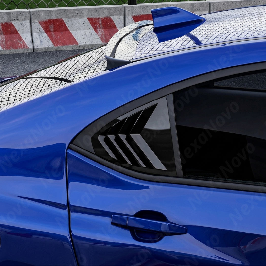 Sleek gloss black window louvers providing a race-inspired look on a 2024 Subaru WRX Limited