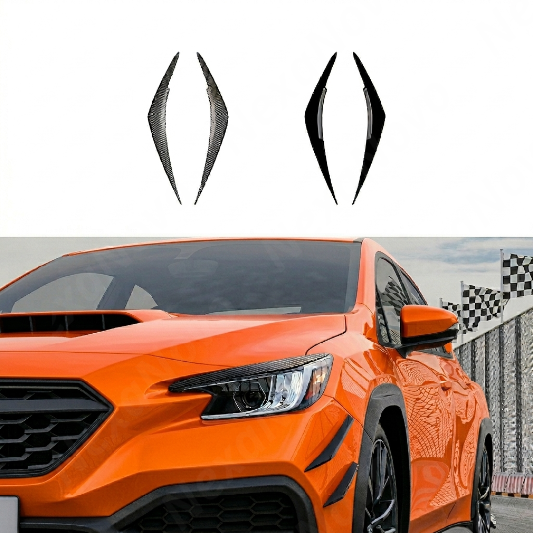 Detailed view showing how the eyelids follow the sharp natural hood lines of the VB WRX