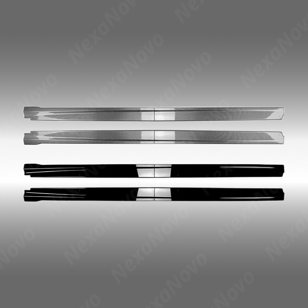 Standalone view of the uninstalled pair (left and right) STI style side skirts for Subaru VB