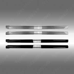 Standalone view of the uninstalled pair (left and right) STI style side skirts for Subaru VB