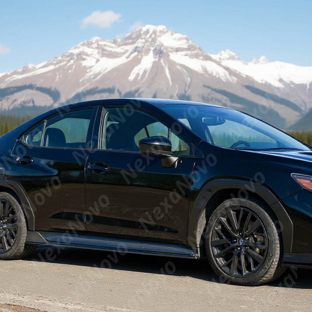 Full side view of a 2022 Subaru WRX VB with new side skirt splitter