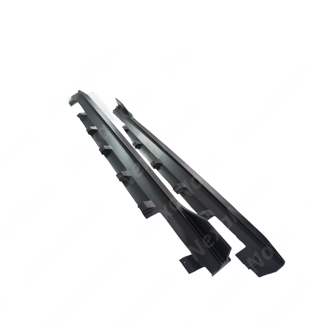 Underside view of side skirt splitter showing mounting points