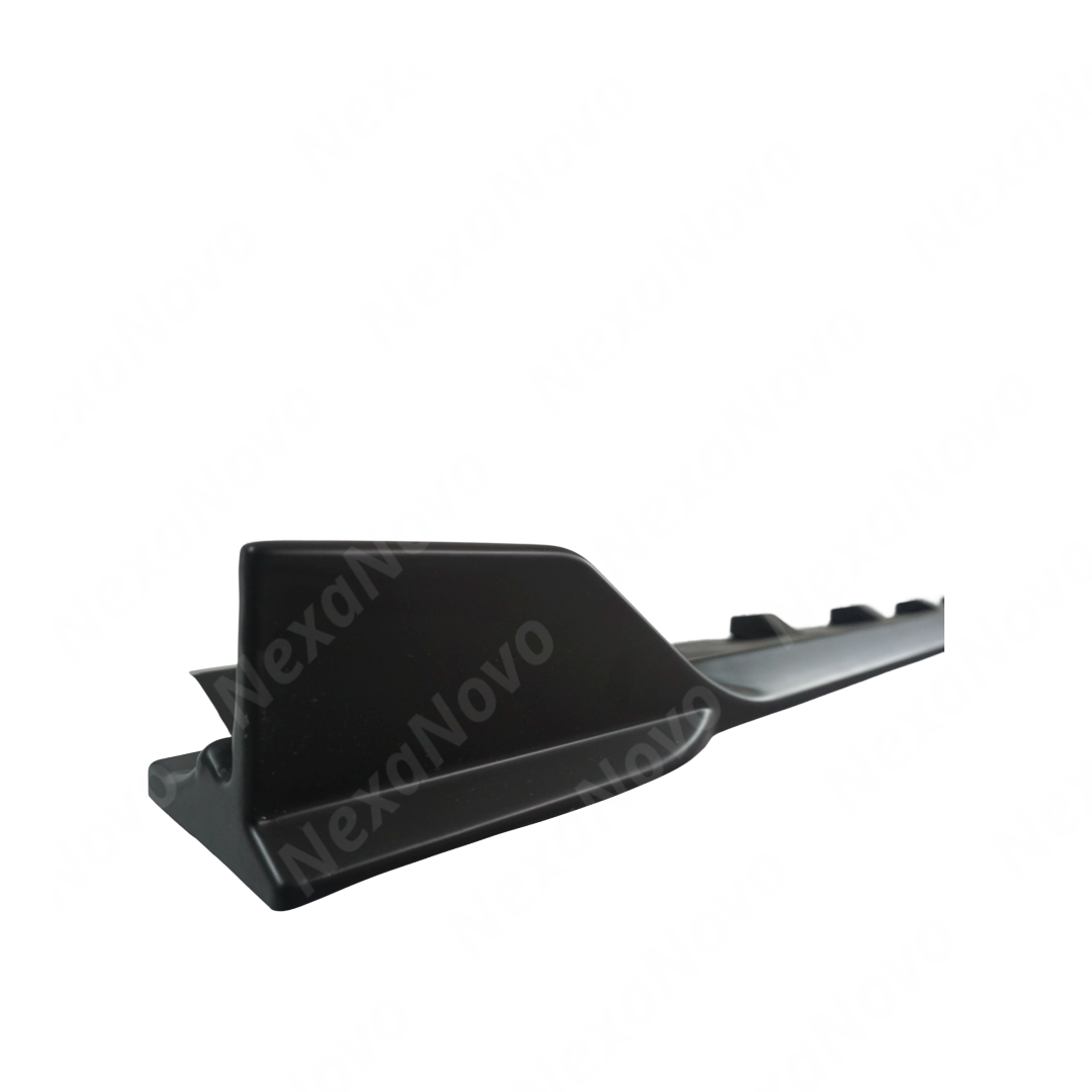 Uninstalled side body skirt splitter pair, top view