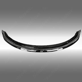 NexaNovo VTEN style 1-piece gloss black front bumper lip splitter installed on a 2017-2023 Tesla Model 3