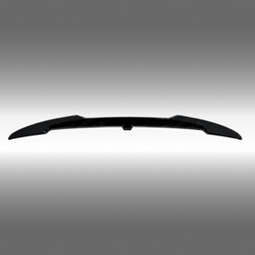 NexaNovo VTEN style gloss black rear trunk spoiler installed on a Tesla Model 3 sedan