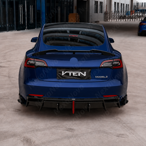 Close-up view showing precision edge-to-edge alignment along the Model 3 trunk edge