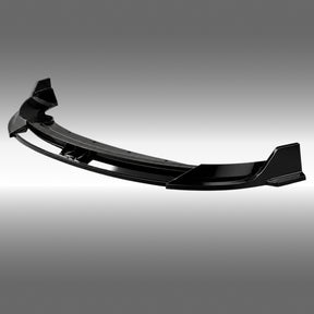 NexaNovo VTEN style 1-piece gloss black front bumper lip splitter installed on a 2024-2026 Tesla Model 3 Highland