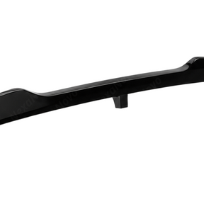 High-gloss black NexaNovo VTEN spoiler providing sharp contrast on a Pearl White Multi-Coat Tesla Model 3