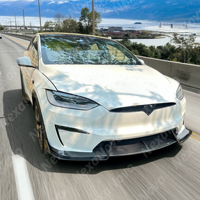 Full front view of a 2022 Tesla Model X with new NexaNovo front lip