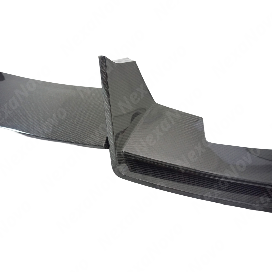 Uninstalled NexaNovo real carbon fiber front splitter, top view