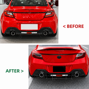 The completed high-performance rear-end look of a 2026 Toyota GR86 with a full V-style diffuser.