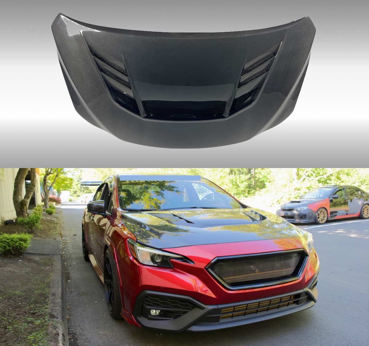 Real Carbon Fiber Front Mount Intercooler Reverse Scoop Hood For Subaru WRX VB (2022-2025) NexaNovo