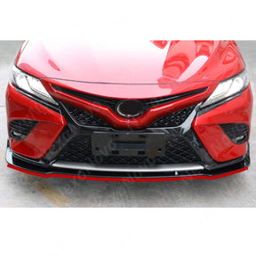 Gloss Black Front Bumper Lip with Red Trim for 2020 Toyota Camry SE XSE TRD Style by NexaNovo