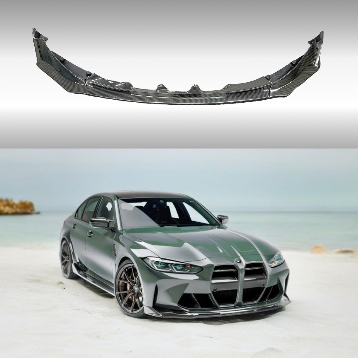 2021 G80 M3 Real Carbon Fiber V Style Front Splitter by NexaNovo