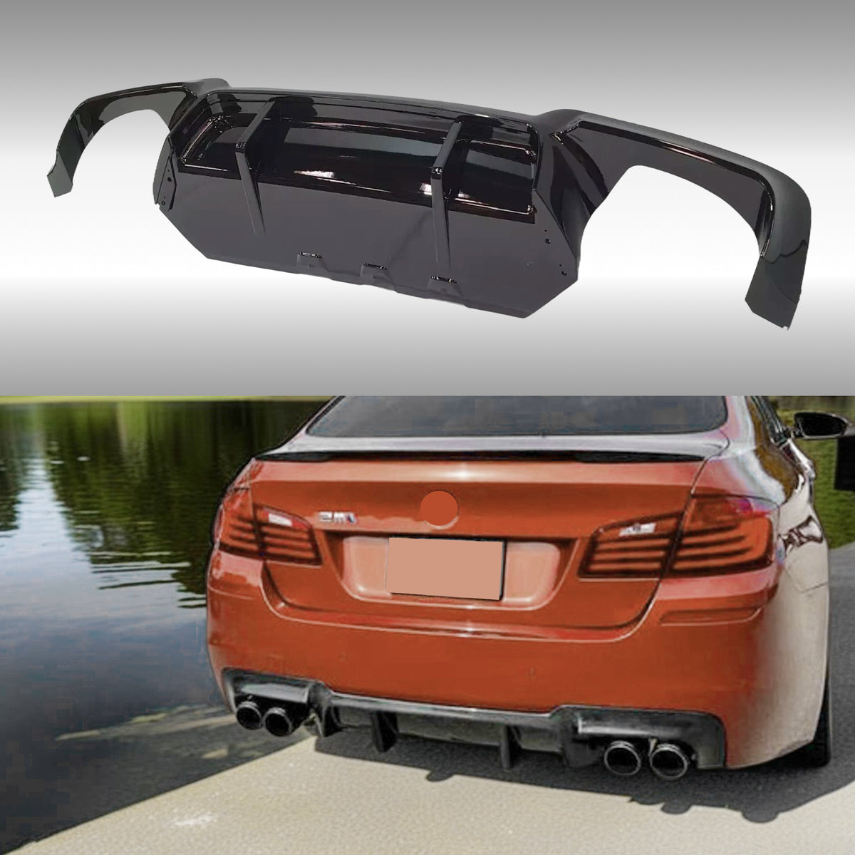 2012 BMW M5 F10 Gloss Black Rear Lip Bumper Diffuser Body Kit by NexaNovo