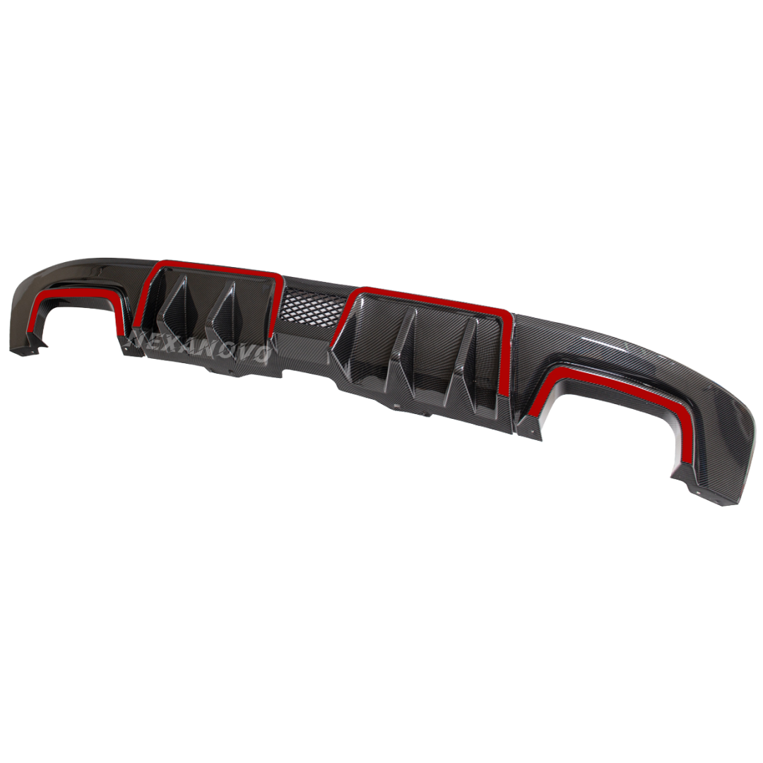 Carbon Fiber Red Trim Front Bumper Lip Spoiler For 2015-2021 Subaru WRX STI