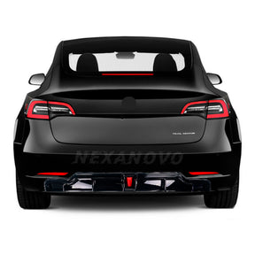 NexaNovo Carbon Fiber Print Rear Diffuser w/LED Light for Tesla Model 3（2017-2023）