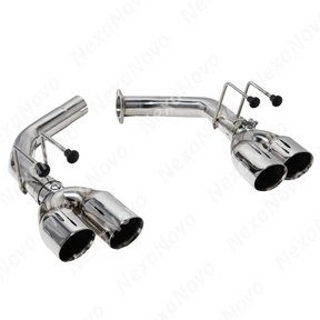 Uninstalled NexaNovo stainless steel quad tips axle back exhaust system