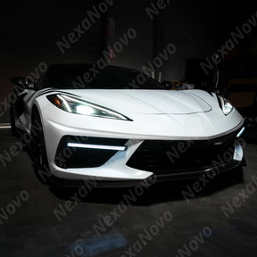 For Corvette C8 (2020-2026) Carbon Fiber/Carbon Flash Metallic Sequential LED Fog Light bar Lamp Kits NexaNovo