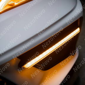 First step of NexaNovo carbon fiber LED DRL bezel installation for C8