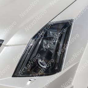 Detailed edge of the NexaNovo carbon fiber headlight lens cover