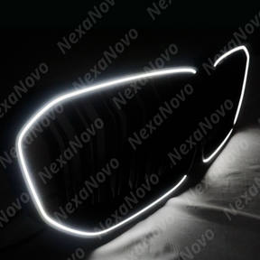 NexaNovo front bumper grills with LED on a white BMW X5 G05