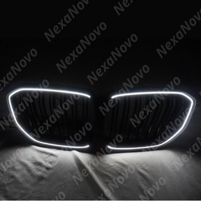 Uninstalled NexaNovo LED gloss black front bumper grills accessories, full set
