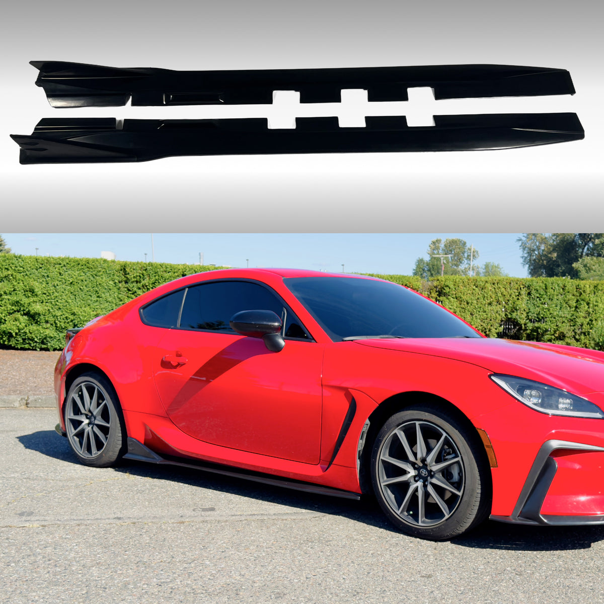 2022 Toyota GR86 Black PU JDM Racing Style Side Body Skirts Kit by NexNovo