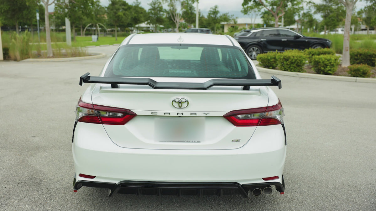 Toyota Camry Carbon Fiber Print Rear Bumper Lower Diffuser Spoiler with LED Light (2018-2023) Nexanovo