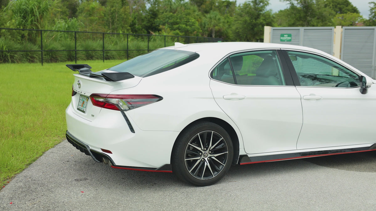 Front Bumper Lip Gloss Black with Red Trim Toyota Camry SE XSE TRD Style (2018-2023) NexaNovo